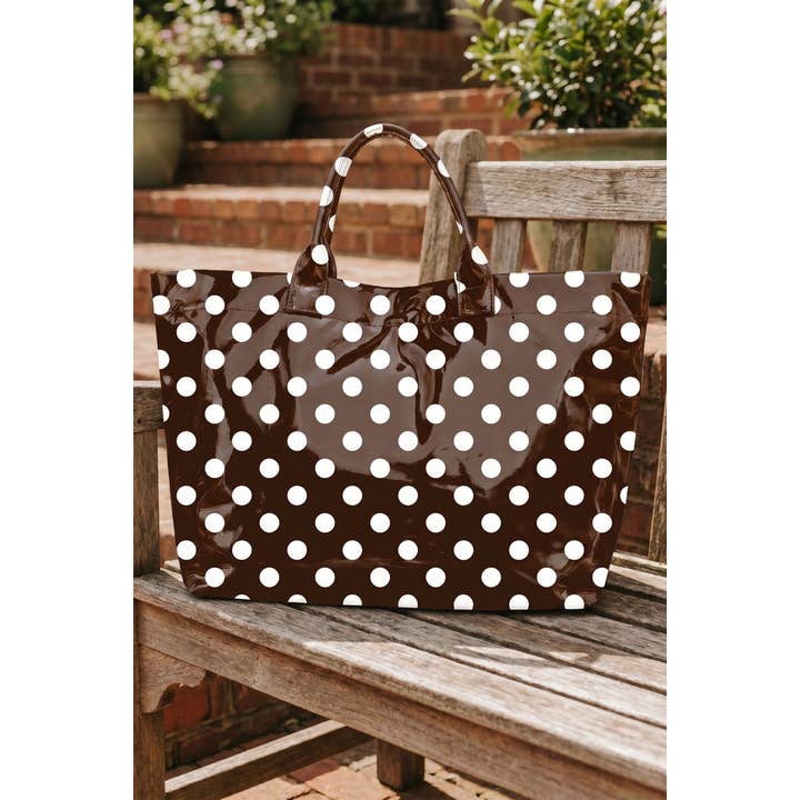 Las Polka Dot USA Flag Cowboy Graphic Vinyl Glossy Tote Bag
