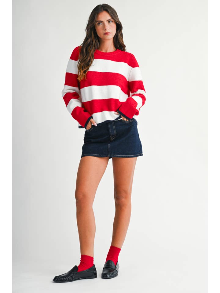 3457IK Coastal Stripe Crewneck Sweater