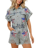 American Flag Washed Romper