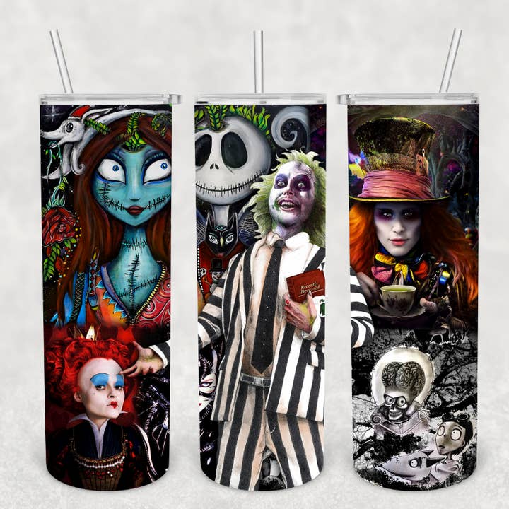 Tim Burton Inspired 20oz Tumbler with Splash-Proof Lid
