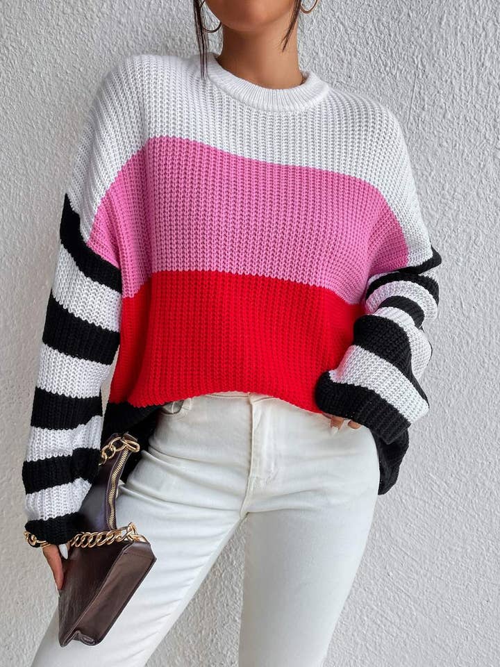 Colorblock Drop Shoulder Sweater