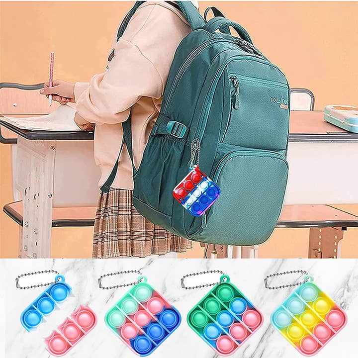 Square Pop It Fidget Keychain Toy- Assorted