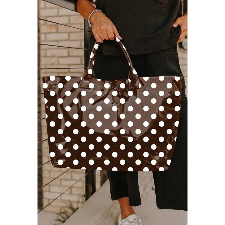 Las Polka Dot USA Flag Cowboy Graphic Vinyl Glossy Tote Bag