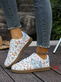 Ldc Fresh Floral Print Color Block Detail Lace Up Shoes