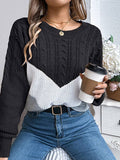 Colorblock Cable Knitting Sweater BJS179