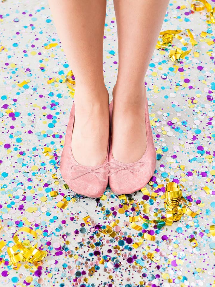 Foldable Ballet Flats Wedding Favor - Metallic Pink