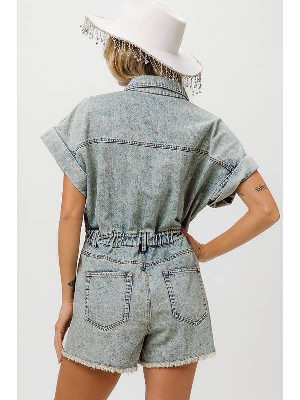 American Flag Washed Romper