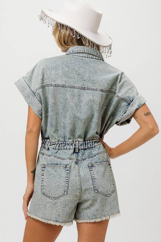 American Flag Washed Romper
