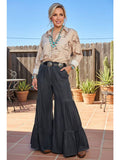 Western Denim Jeans Wide Leg Women's Boutique Pant XCH17096