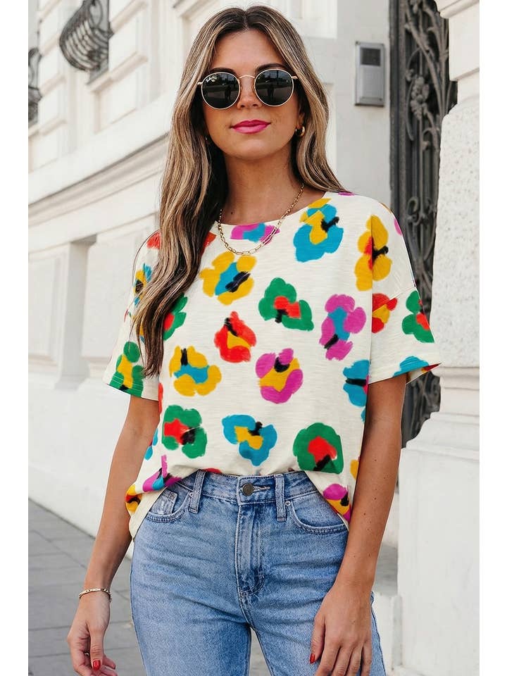 Leopard Drop Shoulder Oversize Tee | S-Xl