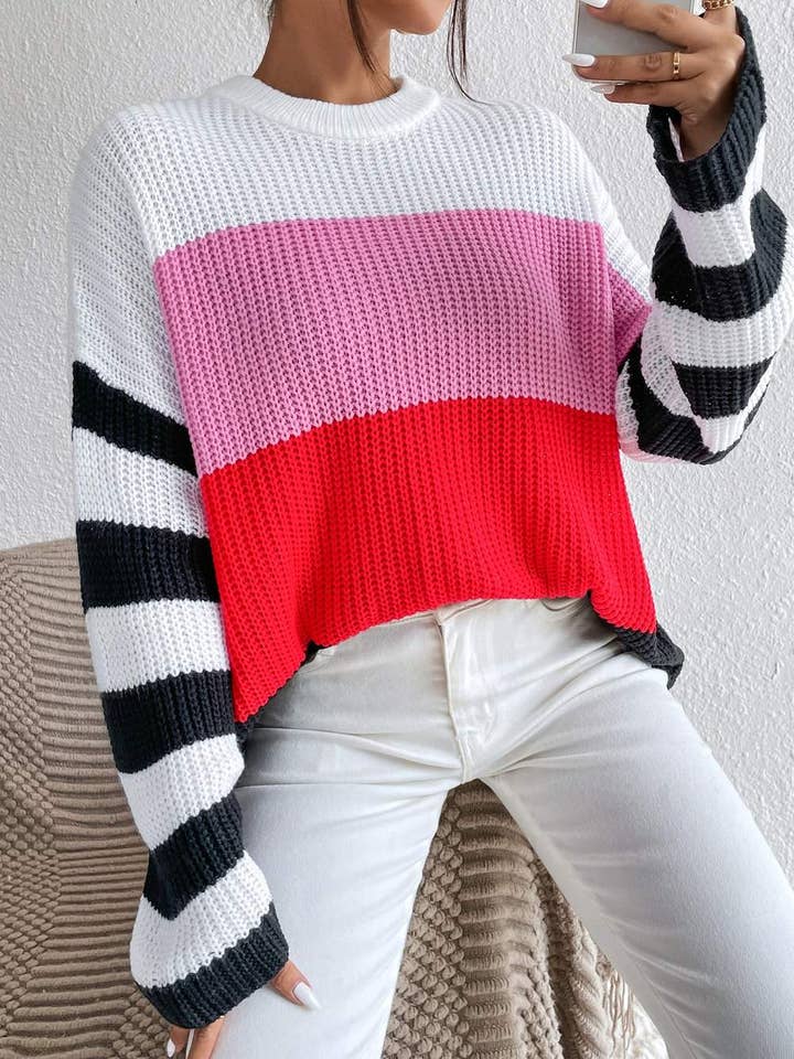 Colorblock Drop Shoulder Sweater