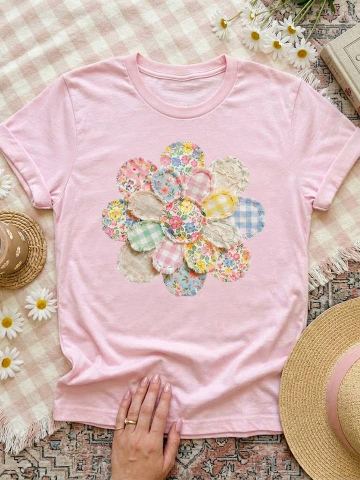 Faux Quilted Patchwork Flower