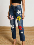 Floral Distressed Casual Pants