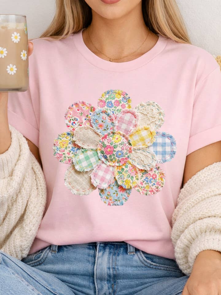Faux Quilted Patchwork Flower