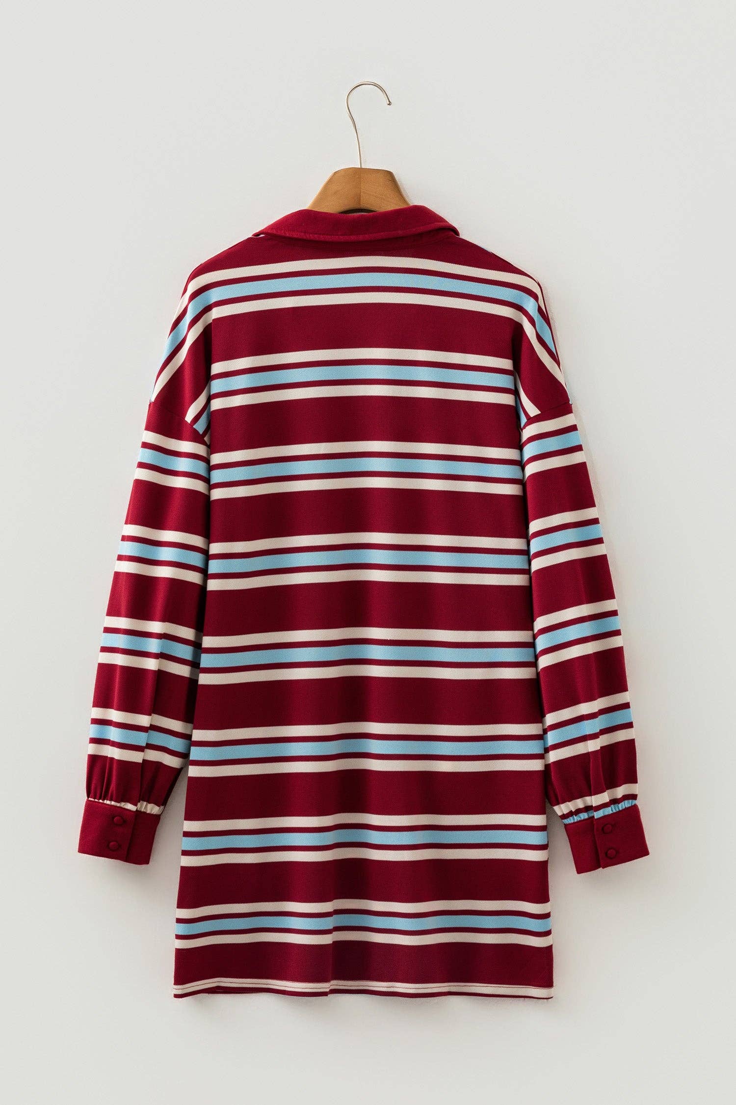 PRETTY BASH Stripe Polo Collar T-Shirt Mini Dress