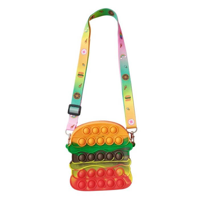 Multi Color Hambuger Push Pop Fidget Crossbody Bag