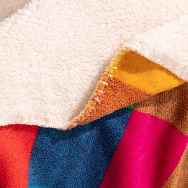 Colourful Plaid Checker Fluffy Fleece Sofa Throw Blanket