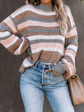 Paneled Striped Crewneck Knit