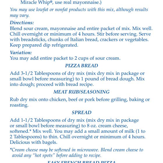 Cheesy Pizza Dip Mix