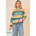 Open Knit Multi Color Pullover Sweater