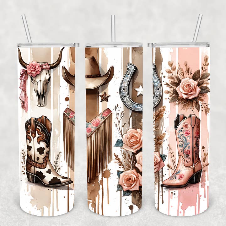 Boho Pink Cowgirl Tumbler