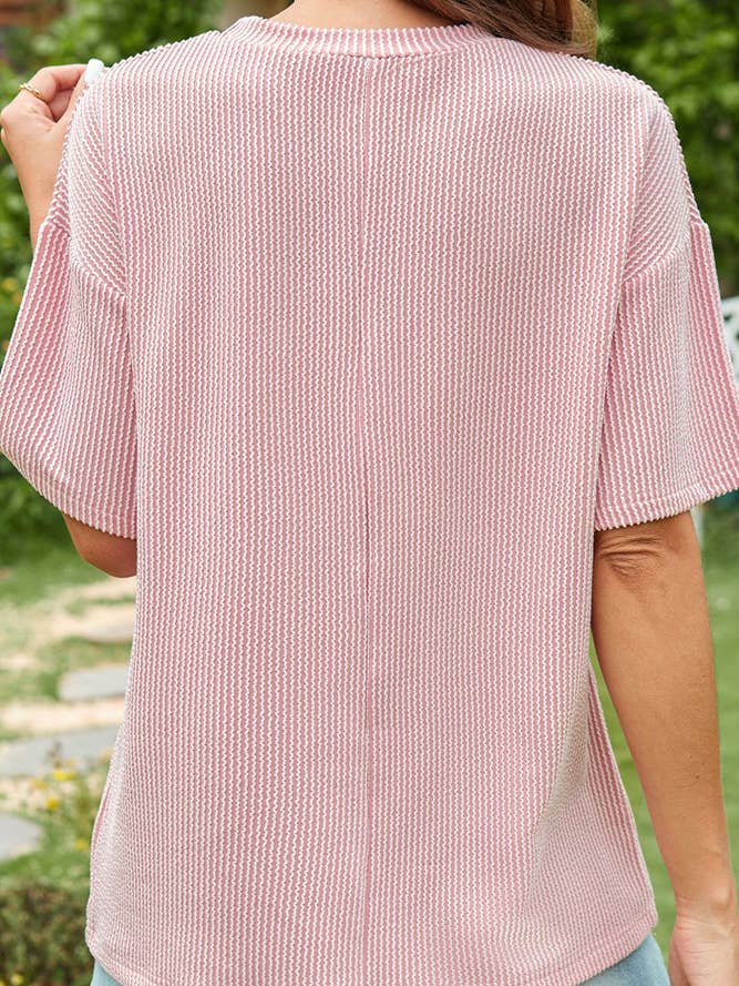 Plain Ribbed Knitting Pocket Top ASJP089