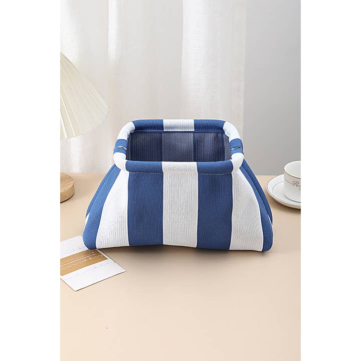 Striped Clasp Clutch Makeup Bag