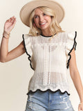Ruffled Crochet Blouse- LESW3731