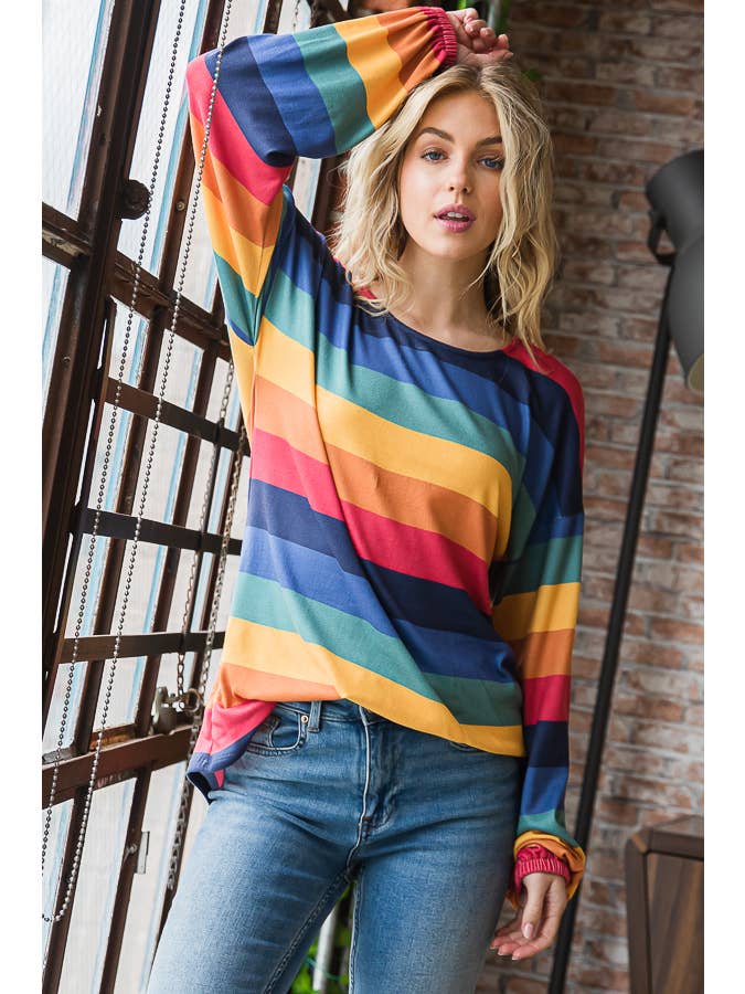 Puff Sleeve Stripe Top