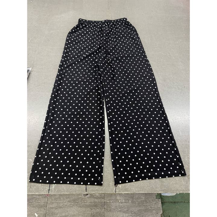 Polka Dot Drawstring Elastic Waist Wide Leg Pants ASJP179
