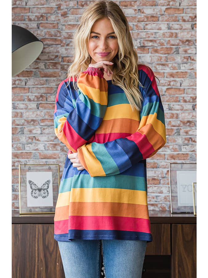 Puff Sleeve Stripe Top
