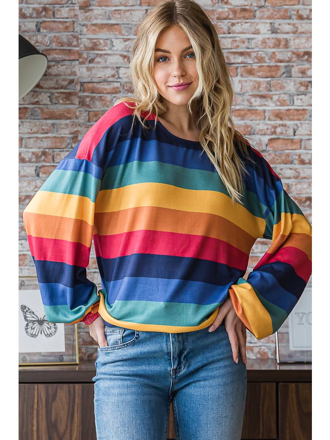 Puff Sleeve Stripe Top