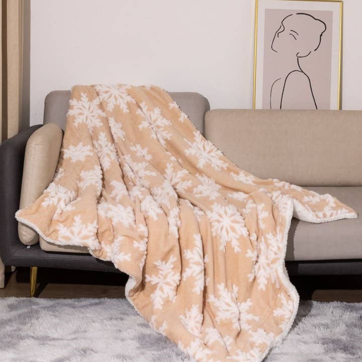 Christmas Snowflake Fluffy Fleece Cozy Sofa Throw Blanket