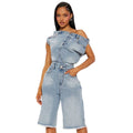 Women Fashion Denim Romper