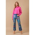 Star Rhinestone Embellishment Straight Leg Jeans