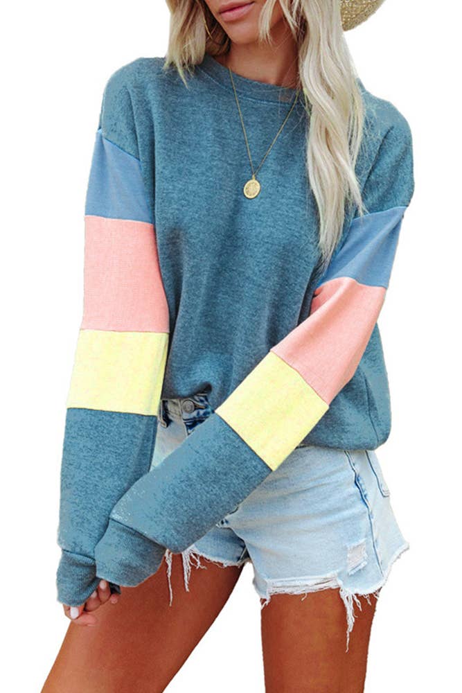 Colorblock Long Sleeves Top BYTF003