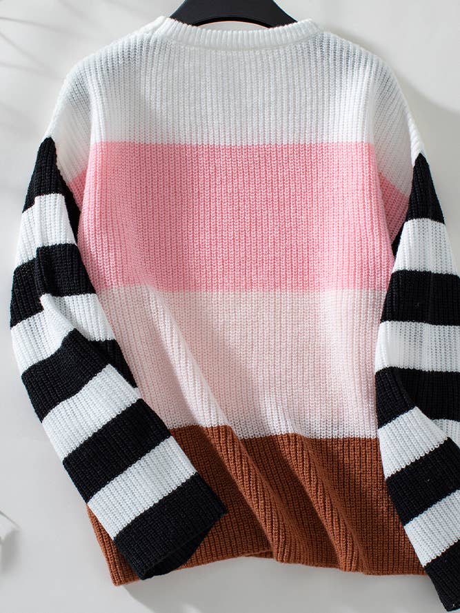 Fall/Winter Colorblock Striped Pullover Knit Sweater MMY202
