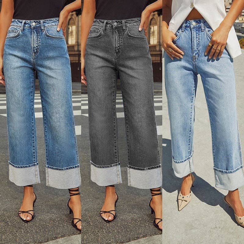 High-Waisted Straight Leg Jeans For Women Classic Vintage Look