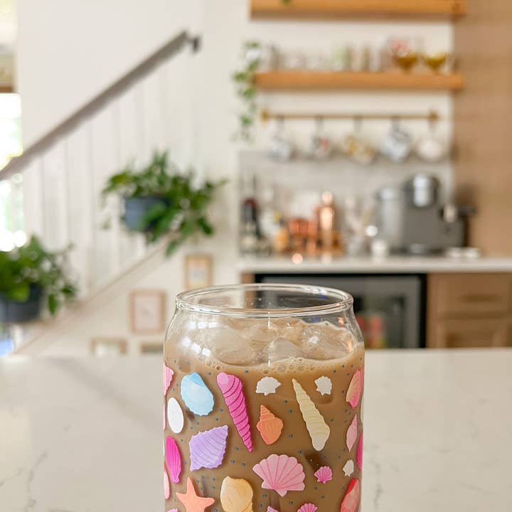 16oz Colorful Seashells Glass