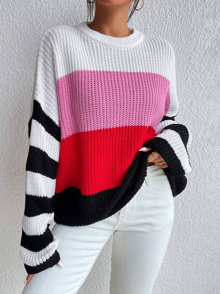 Colorblock Drop Shoulder Sweater