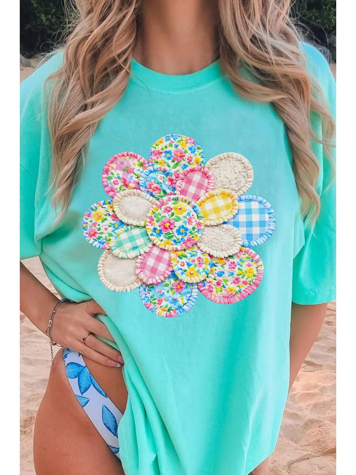 Patchwork Flower Printed Casual T Shirt (S-3XL)