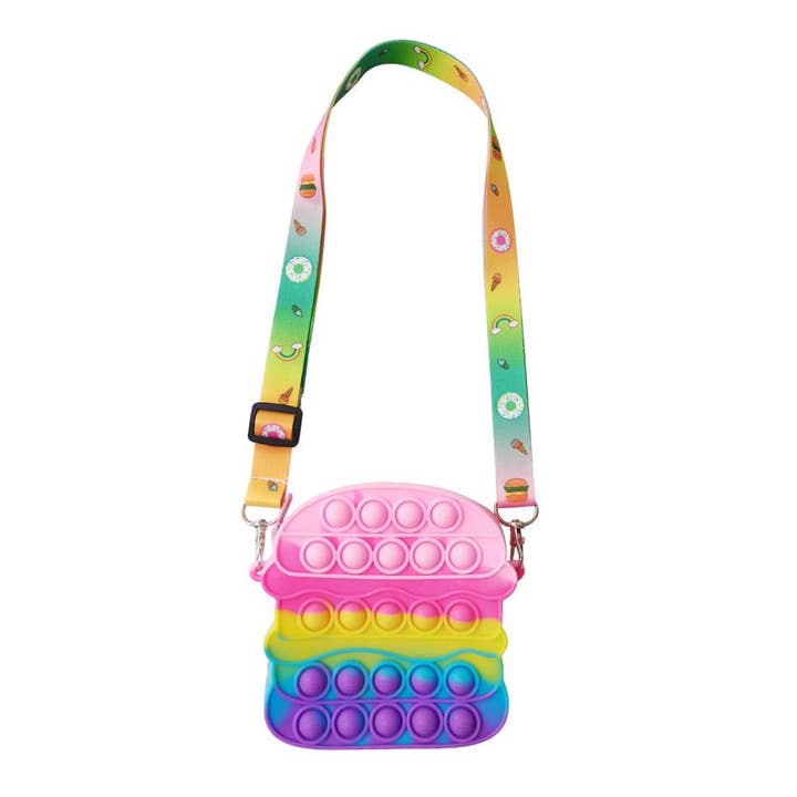 Multi Color Hambuger Push Pop Fidget Crossbody Bag