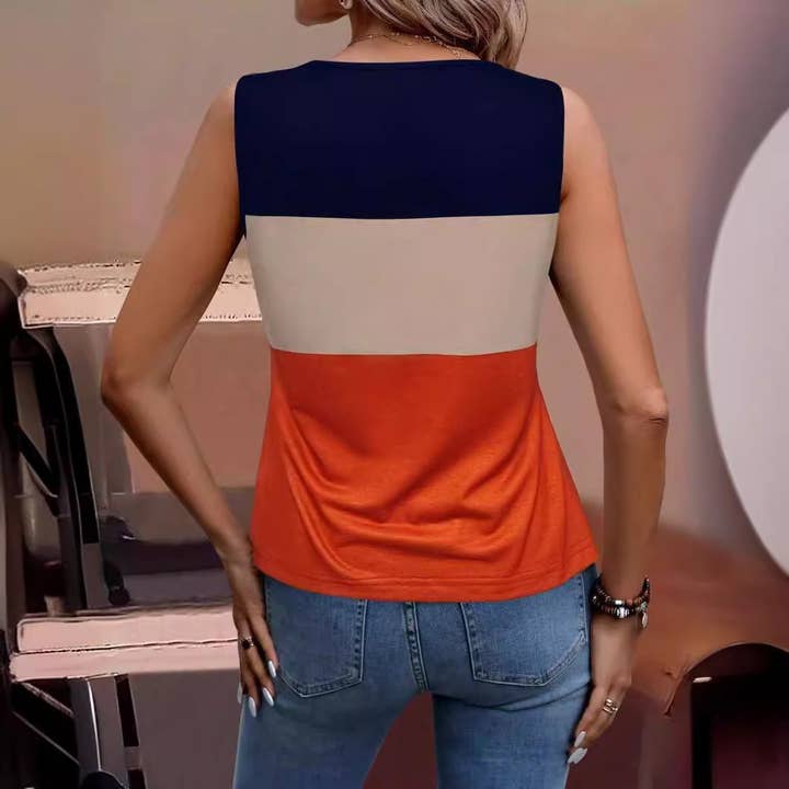 Summer Color Block Striped Tank Top