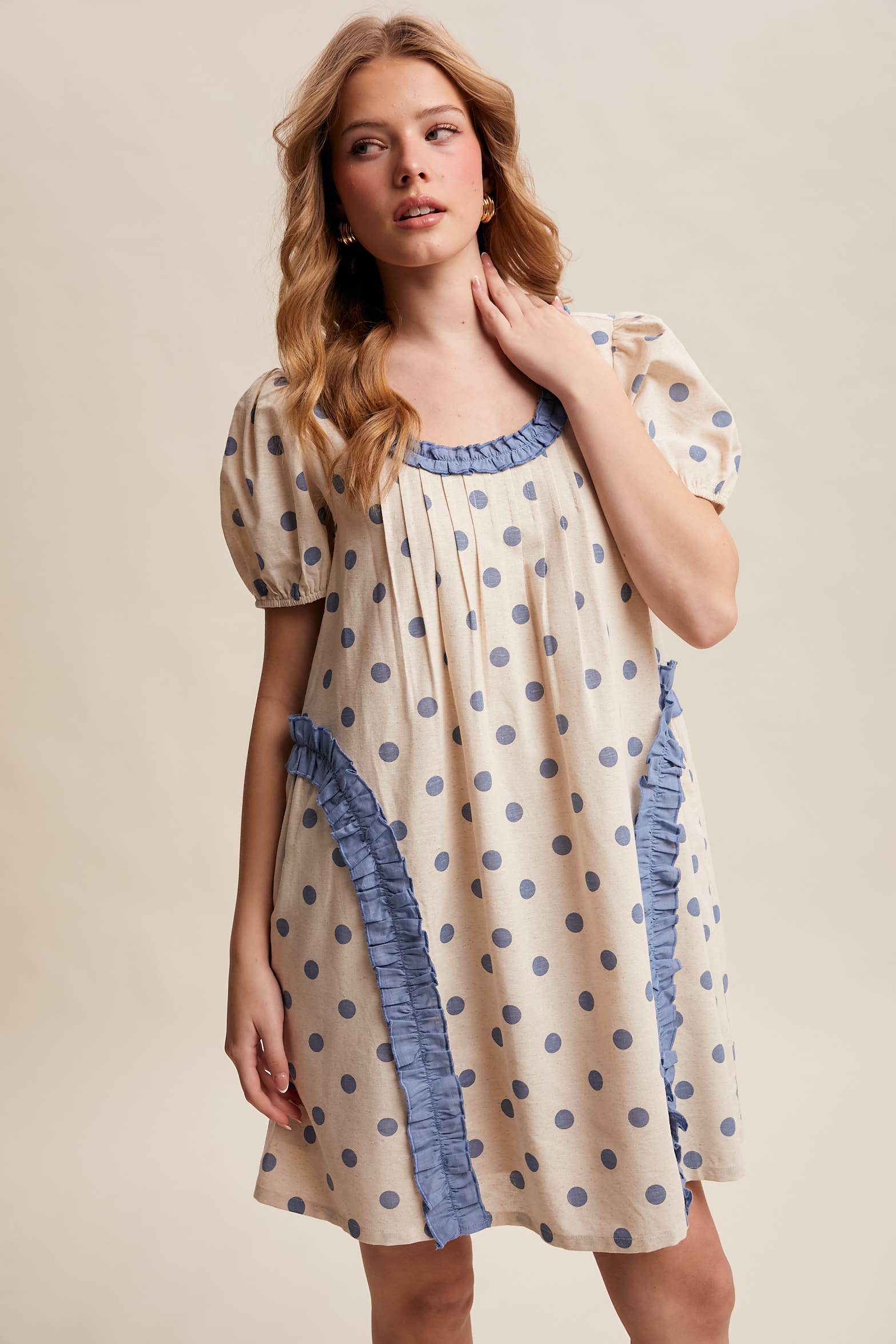 Polka Dot Ruffle Mini Dress LD1608