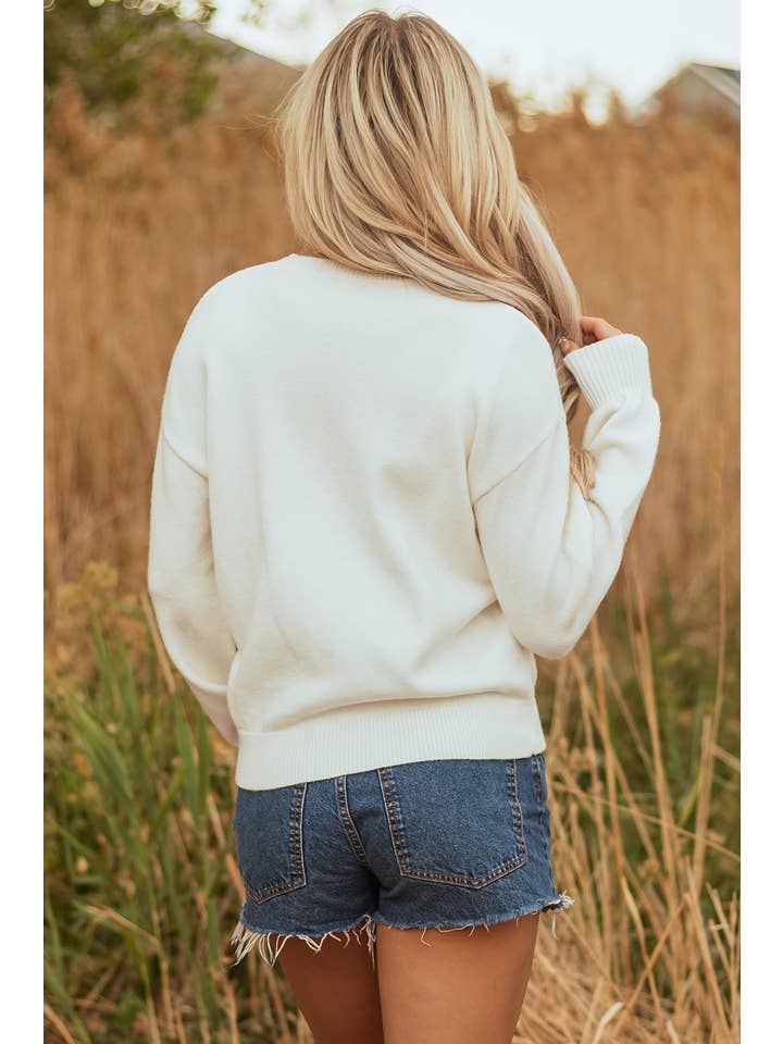 Western Tinsel Boots Crew Neck Sweater