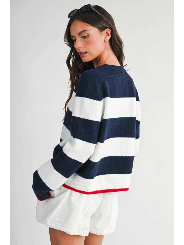3457IK Coastal Stripe Crewneck Sweater