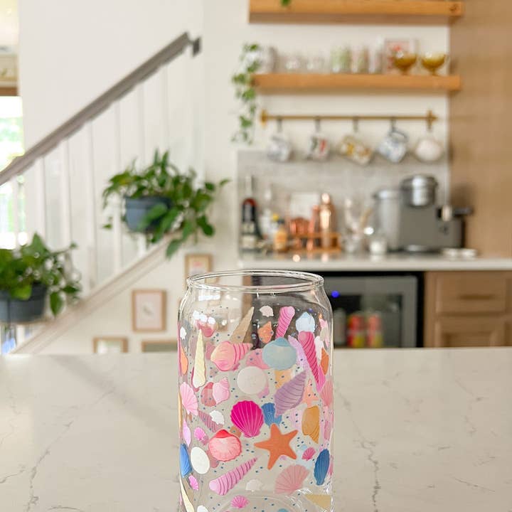 16oz Colorful Seashells Glass