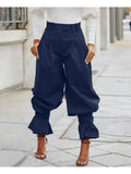 Elegant Suit Pants Ruffle Cuff Trousers