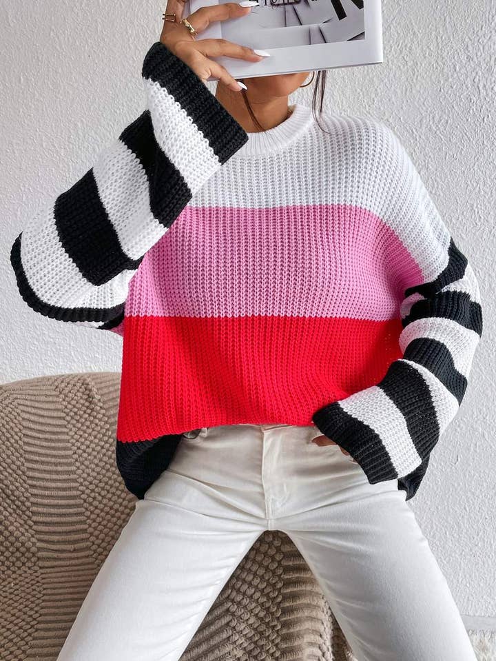 Colorblock Drop Shoulder Sweater