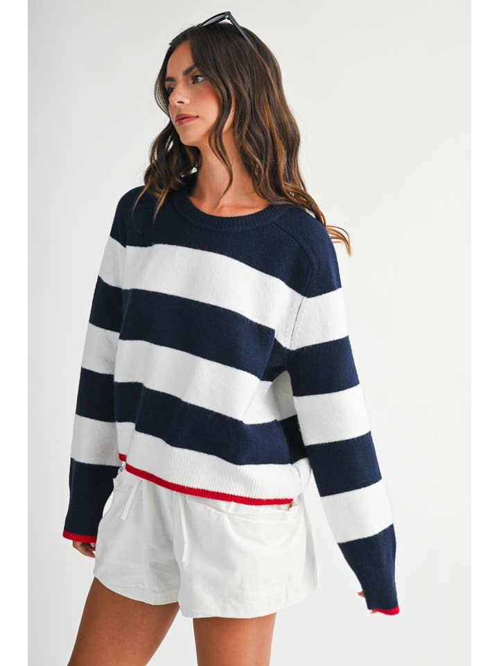 3457IK Coastal Stripe Crewneck Sweater